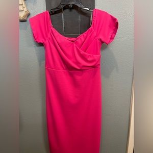 Bright pink maternity dress